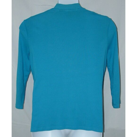 Blue Sz XL Soft Stretchy Cotton Studded Open Jacket & Tank Top 2 Pc Set RAFAELLA - Picture 3 of 7